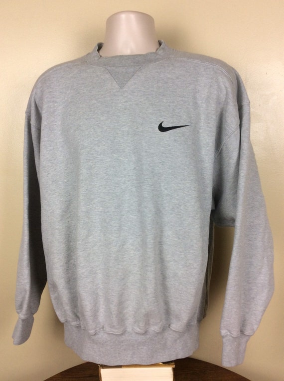 Vtg 90s Nike Swoosh Logo Sweatshirt Heather Gray … - image 4