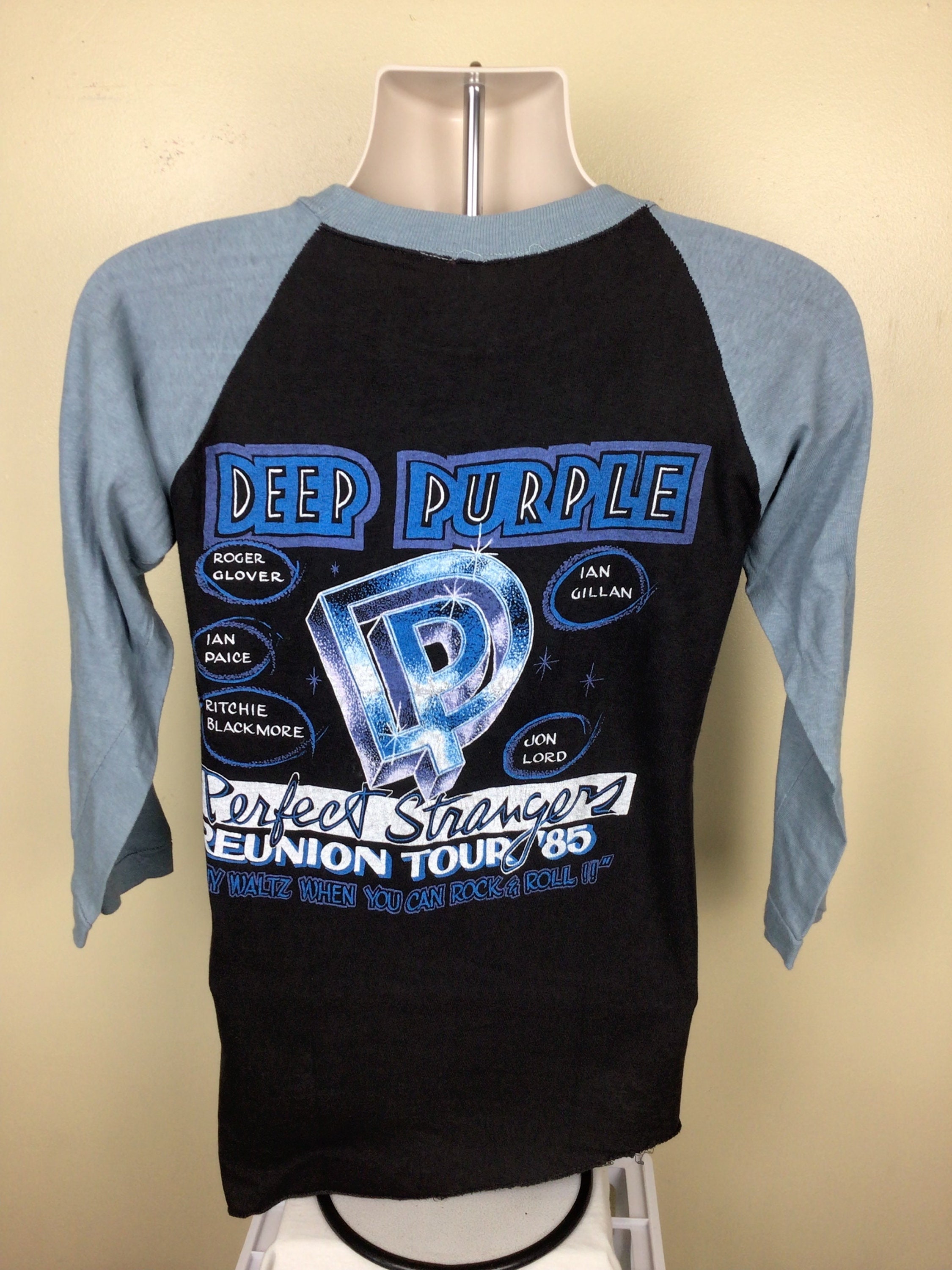 Vtg 1985 Deep Purple Perfect Strangers Raglan Jersey Style Concert