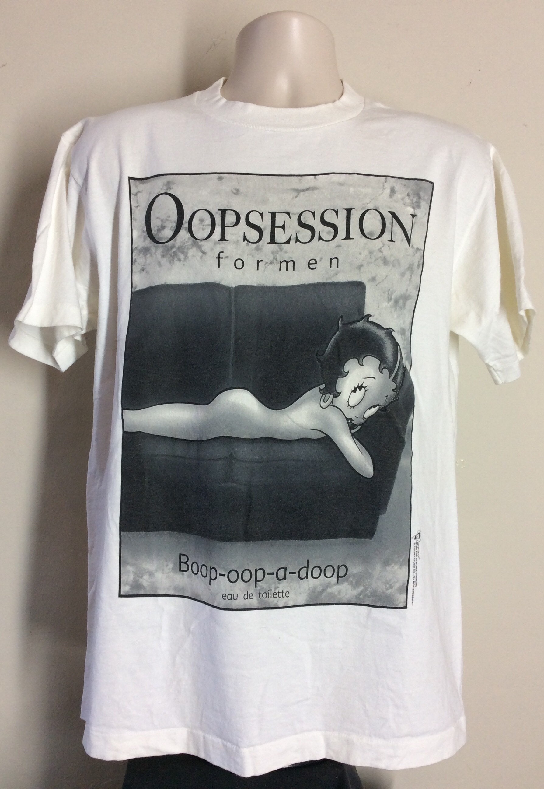 Vtg 1995 Betty Boop Oopsession T-shirt White L 90s Kate Moss