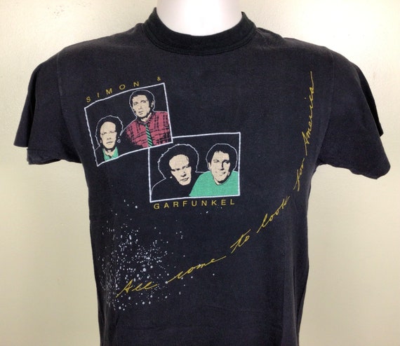 Vtg 1983 Simon And Garfunkel Concert T-Shirt Blac… - image 1