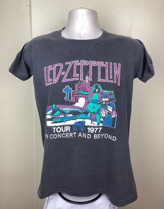 Vtg 1977 Led Zeppelin Concert T-Shirt Black M 70s… - image 3