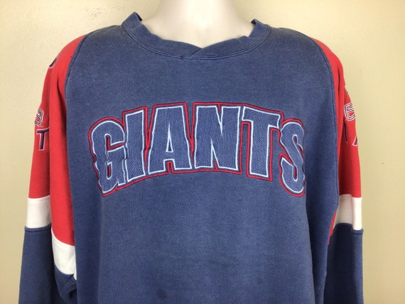 Vtg 90s New York Giants Embroidered Sweatshirt Bl… - image 1