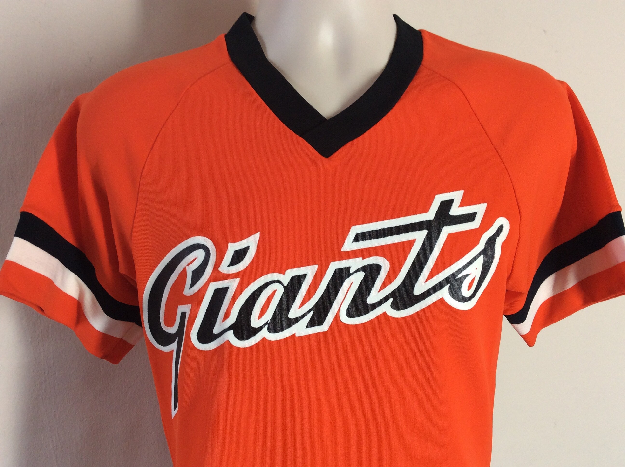 Vtg 80s San Francisco Giants Raglan T-shirt Jersey Orange S 