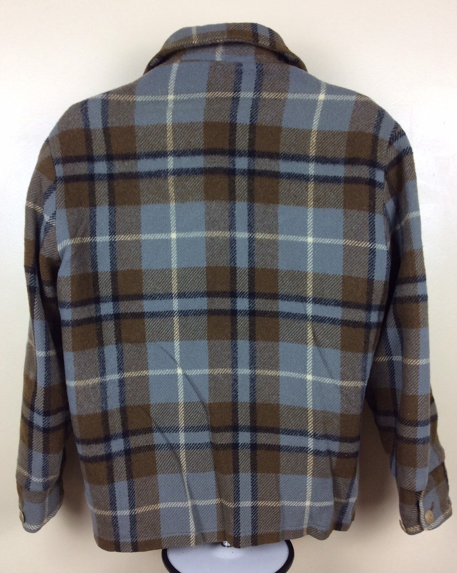 ▽MONTMAC 60'S WOOL ZIP UP JACKET USA Vtg 60s 70s Woolrich Wool Jacket Blue Brown M Zip up Plush