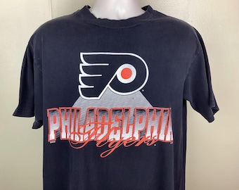 Camiseta vintage Philadelphia Flyers dos anos 90, NHL, preta, tamanho G