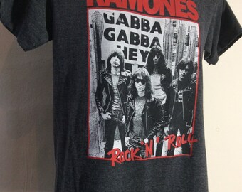 Vtg 80s the Ramones Gabba Gabba Hey T-shirt Gray M Punk Rock