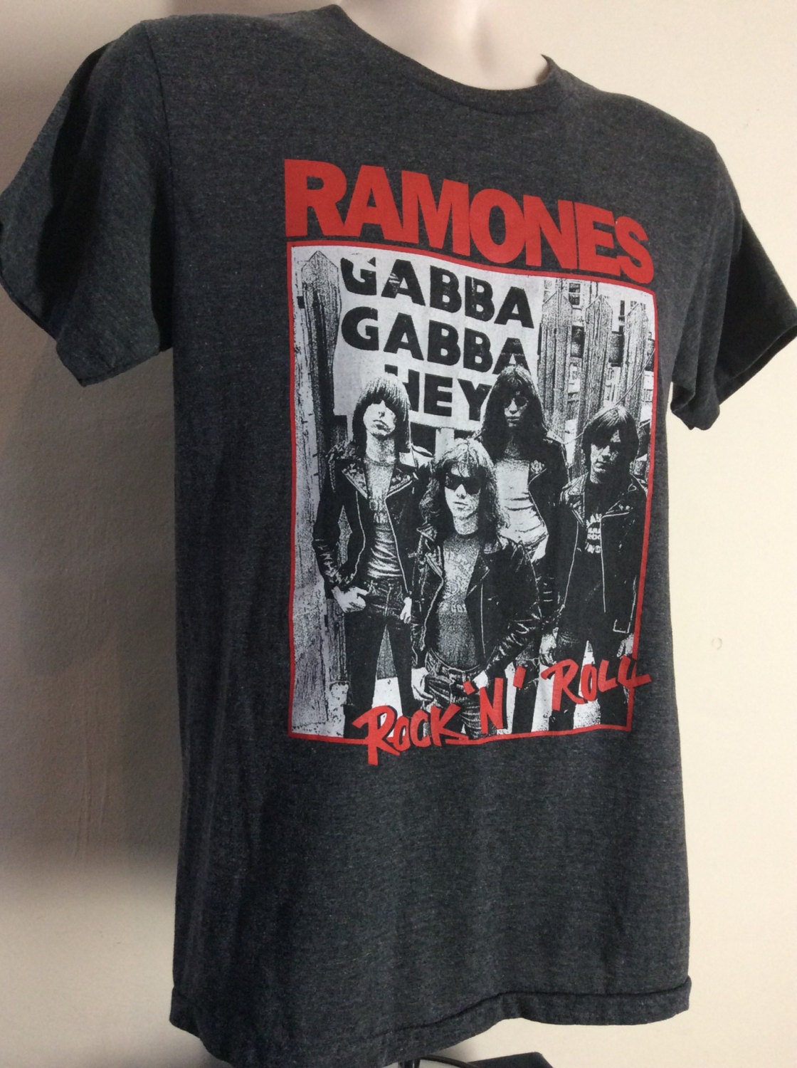 ヴィンテージ 80年代 ラモーンズ ガバガバ ヘイ Tシャツ グレー M パン  