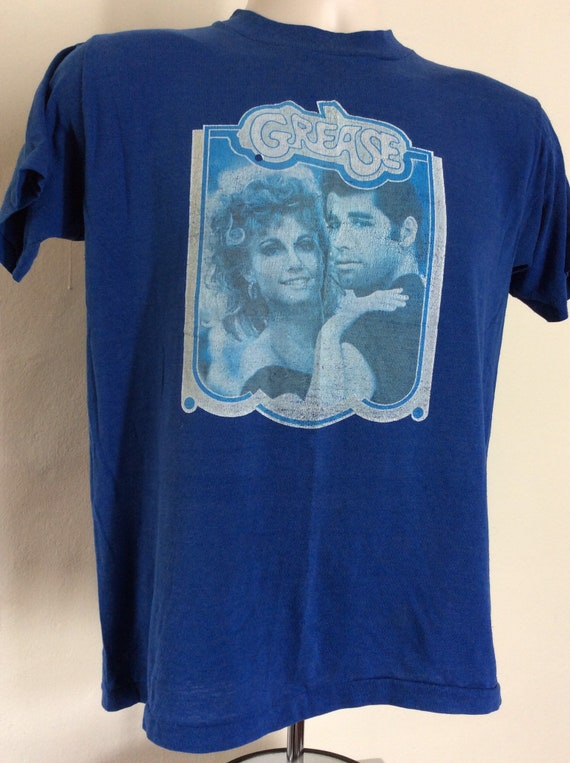 Vtg 70s Grease Iron On T-Shirt Blue S/M Movie Joh… - image 4