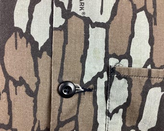 Vtg 80s Trebark Camouflage Shirt Jacket Brown Gray Size S
