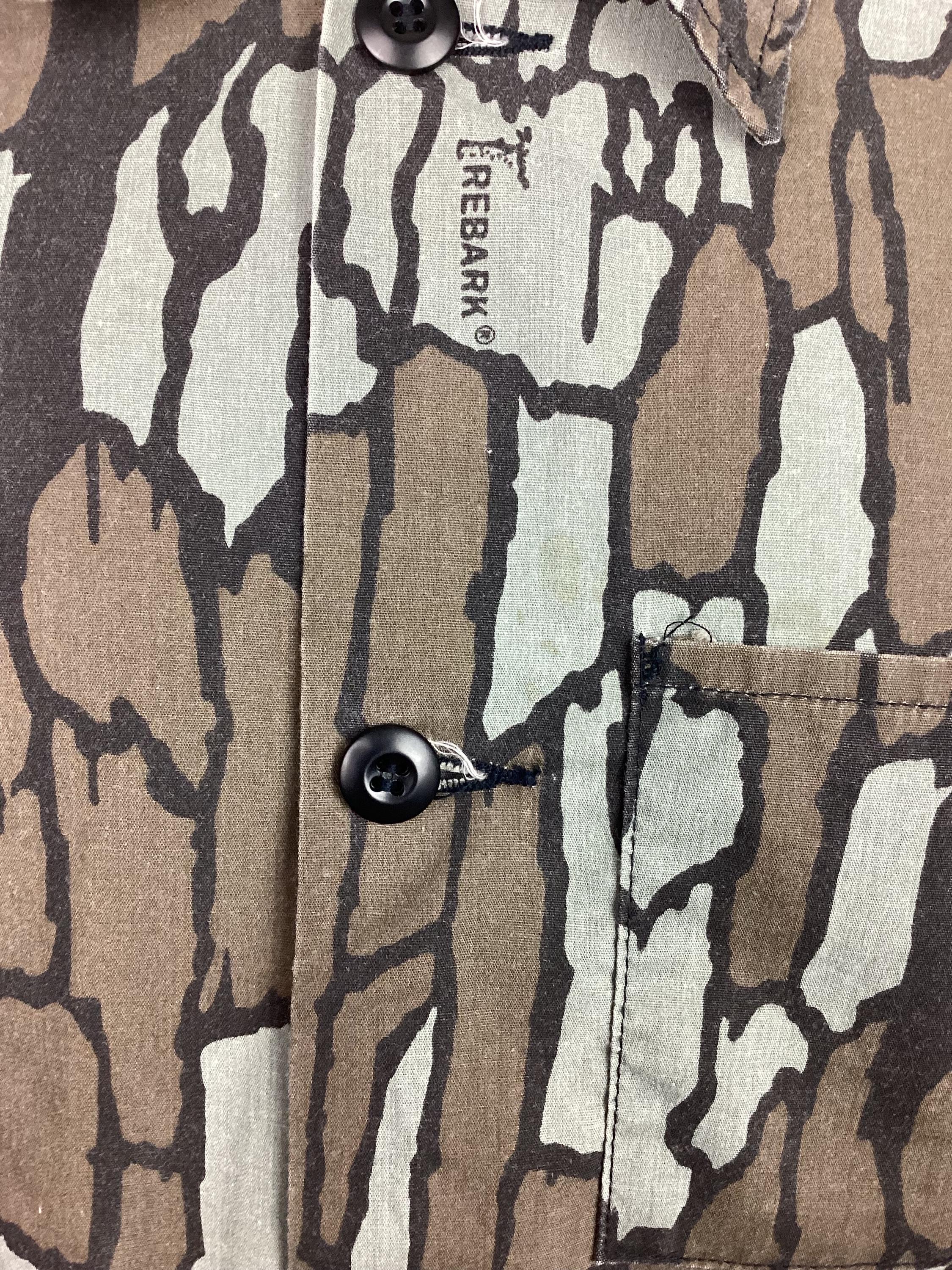 Vtg 80s Trebark Camouflage Shirt Jacket Brown Gray Size S