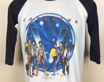 Vtg 1984 the Jacksons Victory Tour Raglan Jersey Style Concert T ...