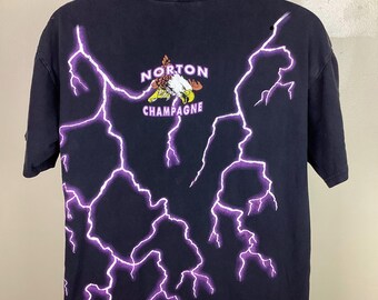 Vtg 90s Feel the Wind T-shirt Black L American Thunder Bald Eagle
