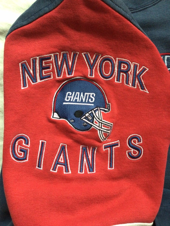 Vtg 90s New York Giants Embroidered Sweatshirt Bl… - image 4