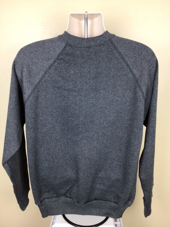 Vtg 80s 90s Tultex Plain Charcoal Gray Raglan Cre… - image 3