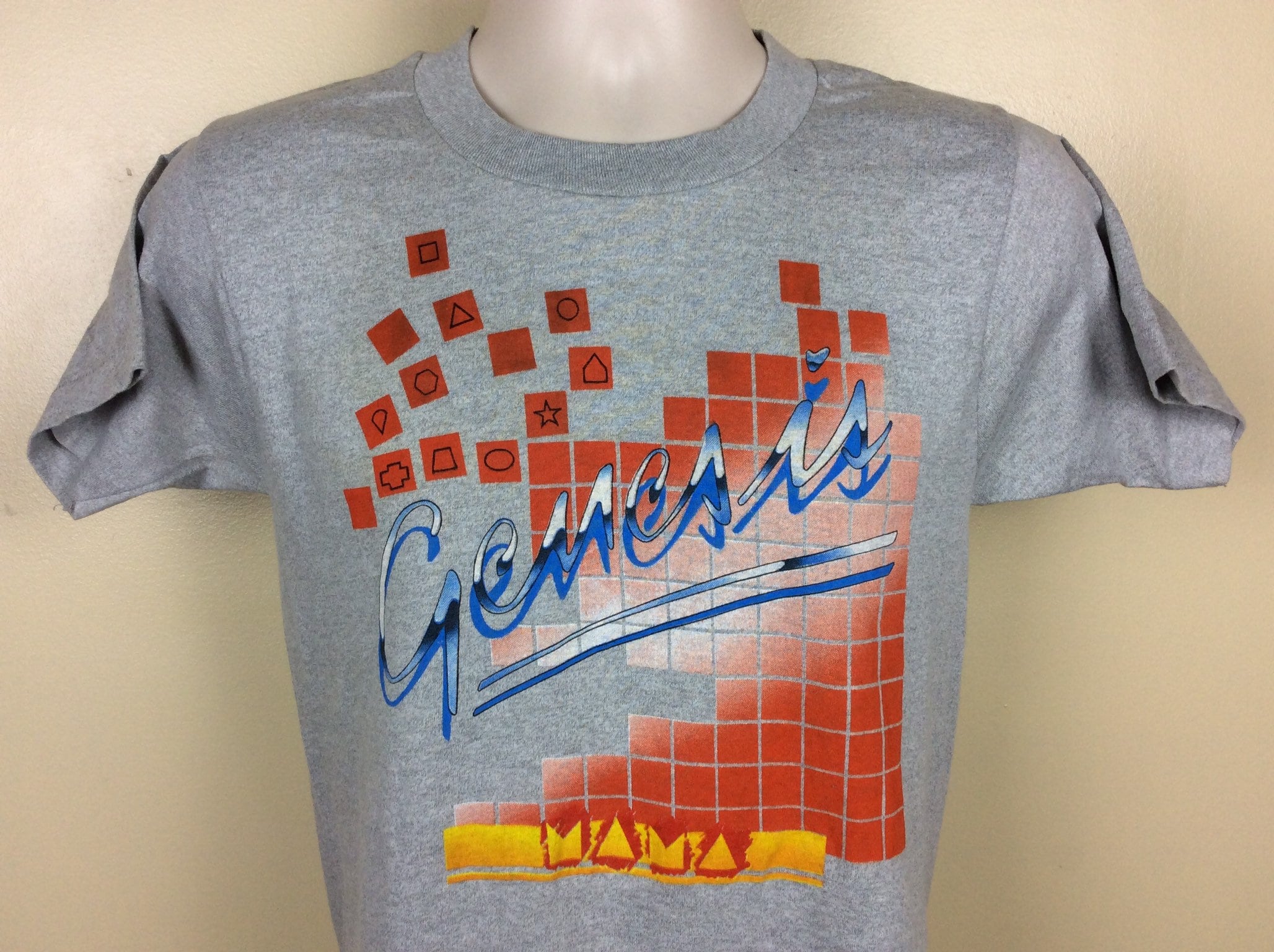 Vtg 1983 Genesis Concert T-shirt Heather Gray S/M 80s Mama Phil