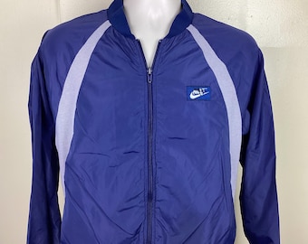 Jaqueta corta-vento Nike Vtg 80s azul cinza M painéis de malha com zíper completo Georgetown cores pista