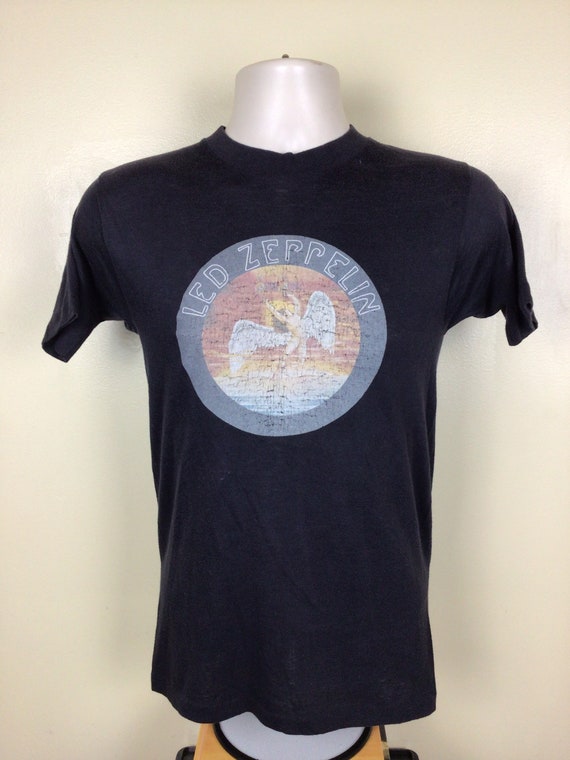 Vtg 70s Led Zeppelin Swan Song Iron On T-Shirt Bl… - image 2