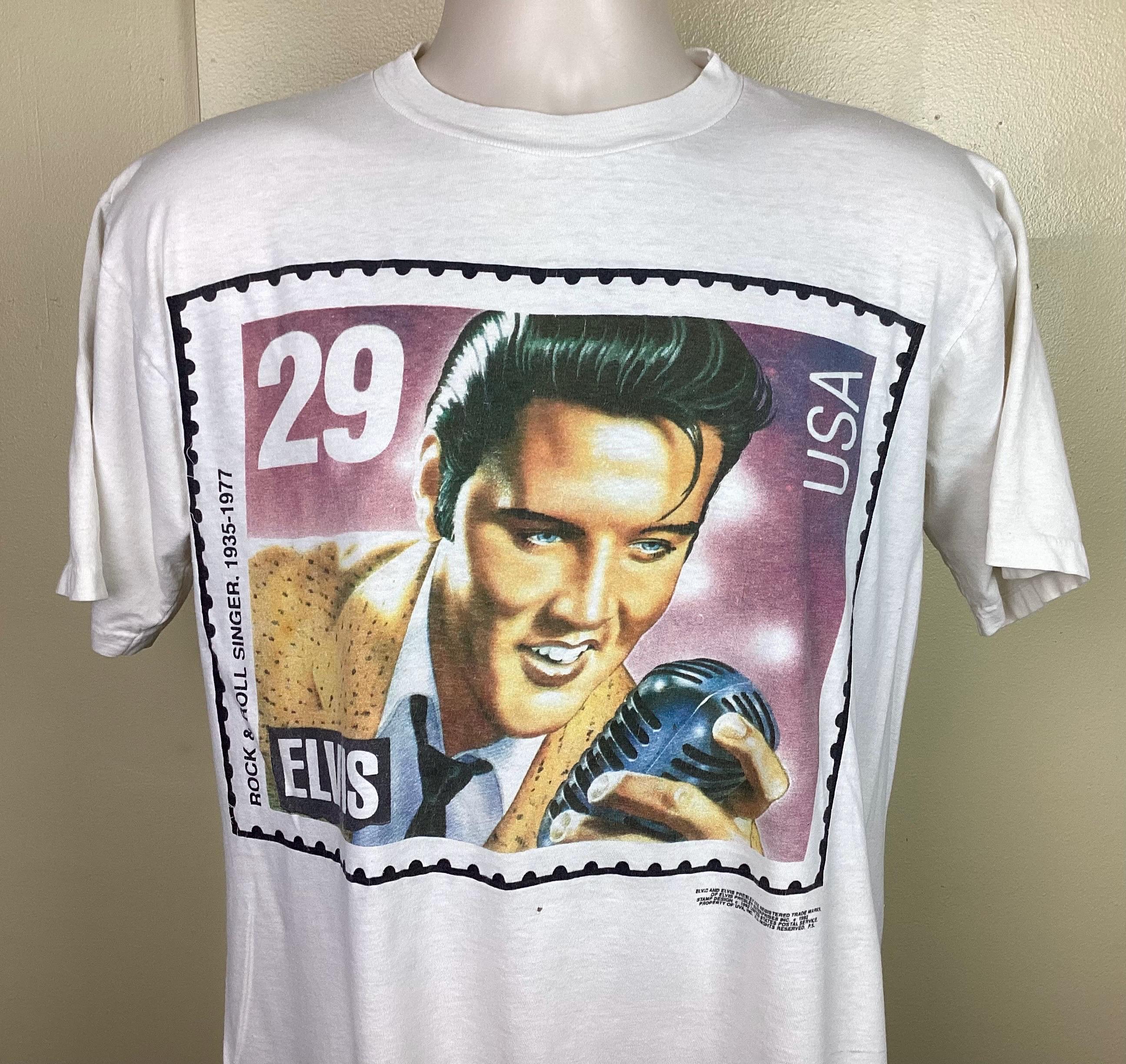 Vtg 1992 Elvis Presley Postal Stamp T-shirt White L 90s USPS