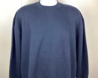 Vintage 90s Russell Athletic Plain Black Crewneck Sweatshirt XL Blank Made In USA V-Insert