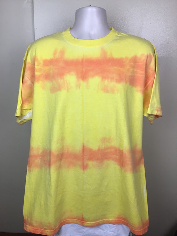 Vtg 90s Anvil Tie Dye T-Shirt Yellow Orange XL Bl… - image 2