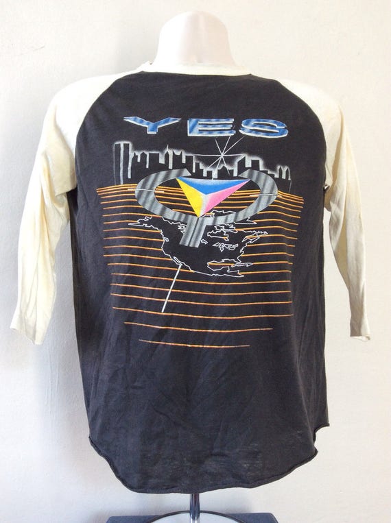 Vtg 1984 YES Jersey Style Concert T-Shirt M 80s Pr