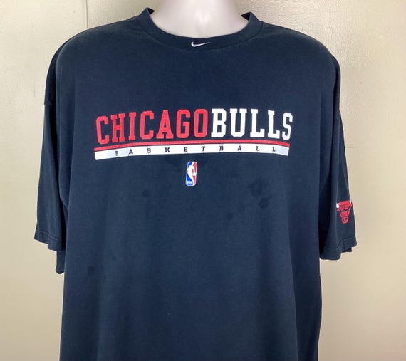Vtg 90s Y2K Nike Center Swoosh Chicago Bulls T-shirt Black XXL
