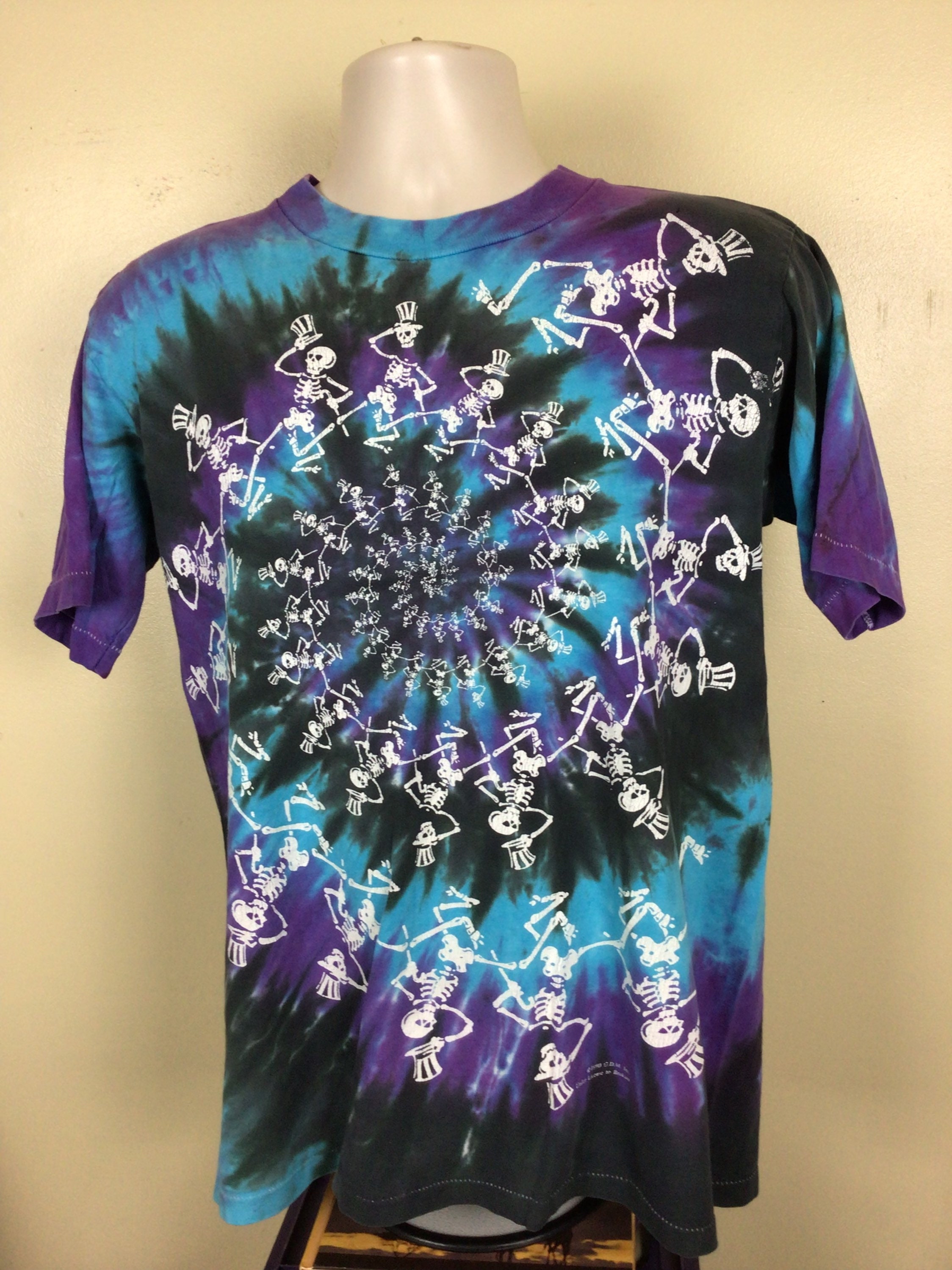 Vtg 1990 Liquid Blue Grateful Dead Dancing Skeletons T-shirt Tie