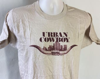 Vtg 1980 Urban Cowboy T-Shirt Beige 80s John Travolta Movie