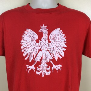 Vtg 80s Poland Almost Heaven T-Shirt Red M/L Polish Eagle Hanes 50/50 Single Stitch