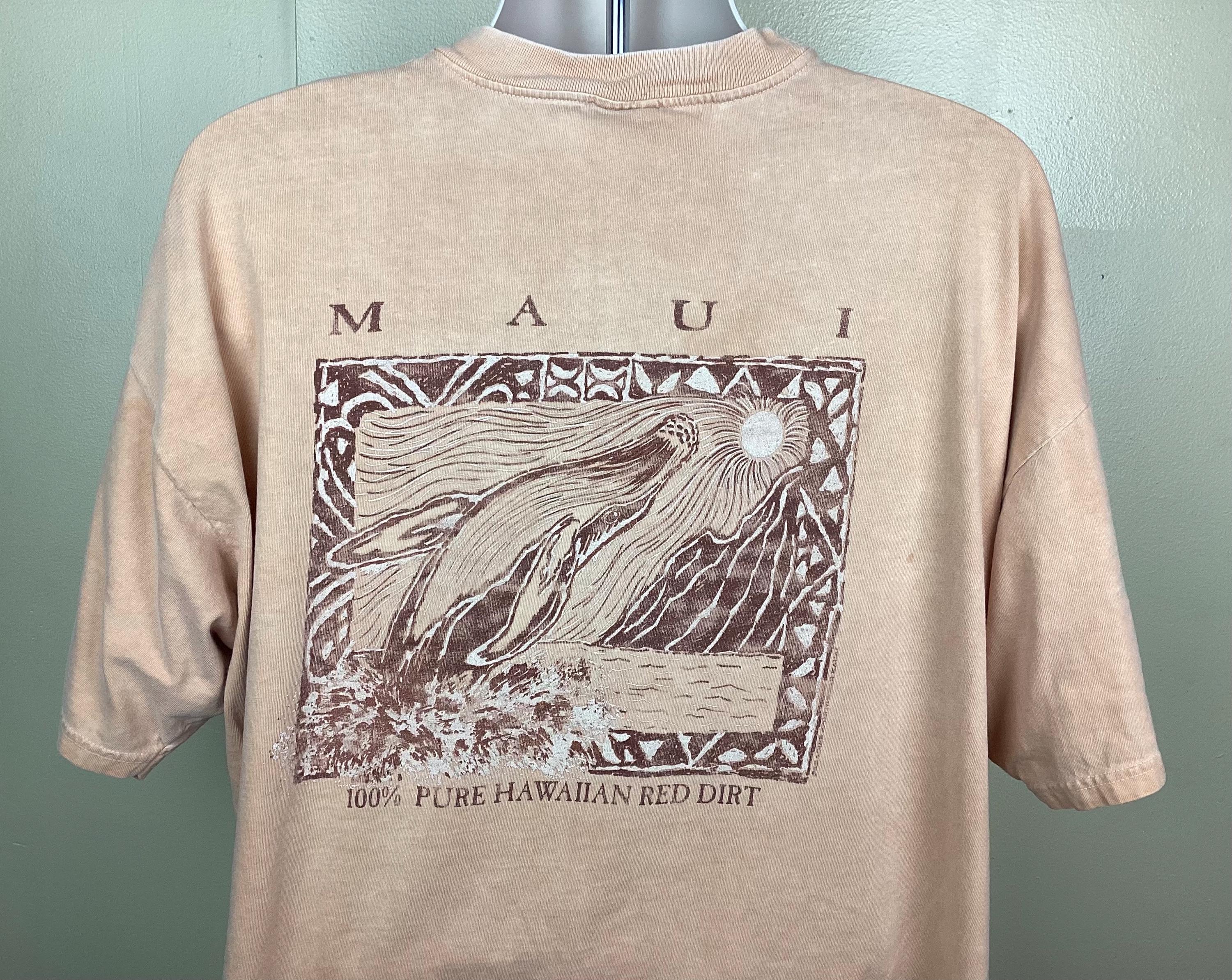 Vtg 90s Maui Red Dirt Shirt Pink XXL Whale Nature Animal Kauai