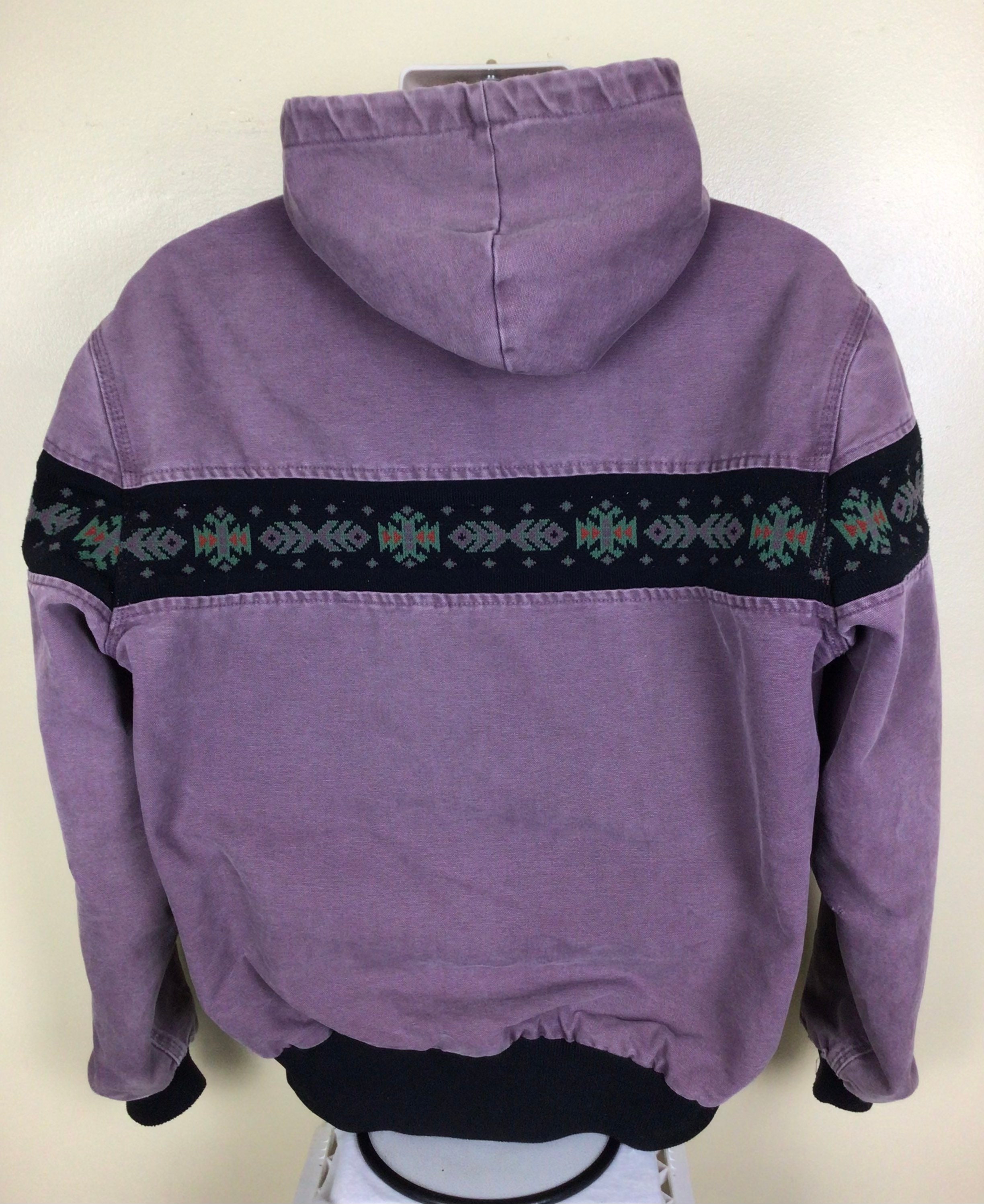 Vtg 90s Carhartt Aztec Navajo Full Zip Hooded Jacket Purple Vtg 90s Carhartt Aztec Navajo Full Zip Hooded Jacket Purple