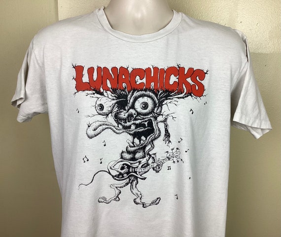 ★★Columbia★★ CU 80S VINTAGE CRACK LOGO SS TSHIRTS WHITE Vtg 80s 90s Lunachicks T-shirt White L Punk Rock Band Single