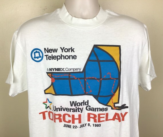 Vtg 1993 New York Telephone World University Games Torch Relay T 
