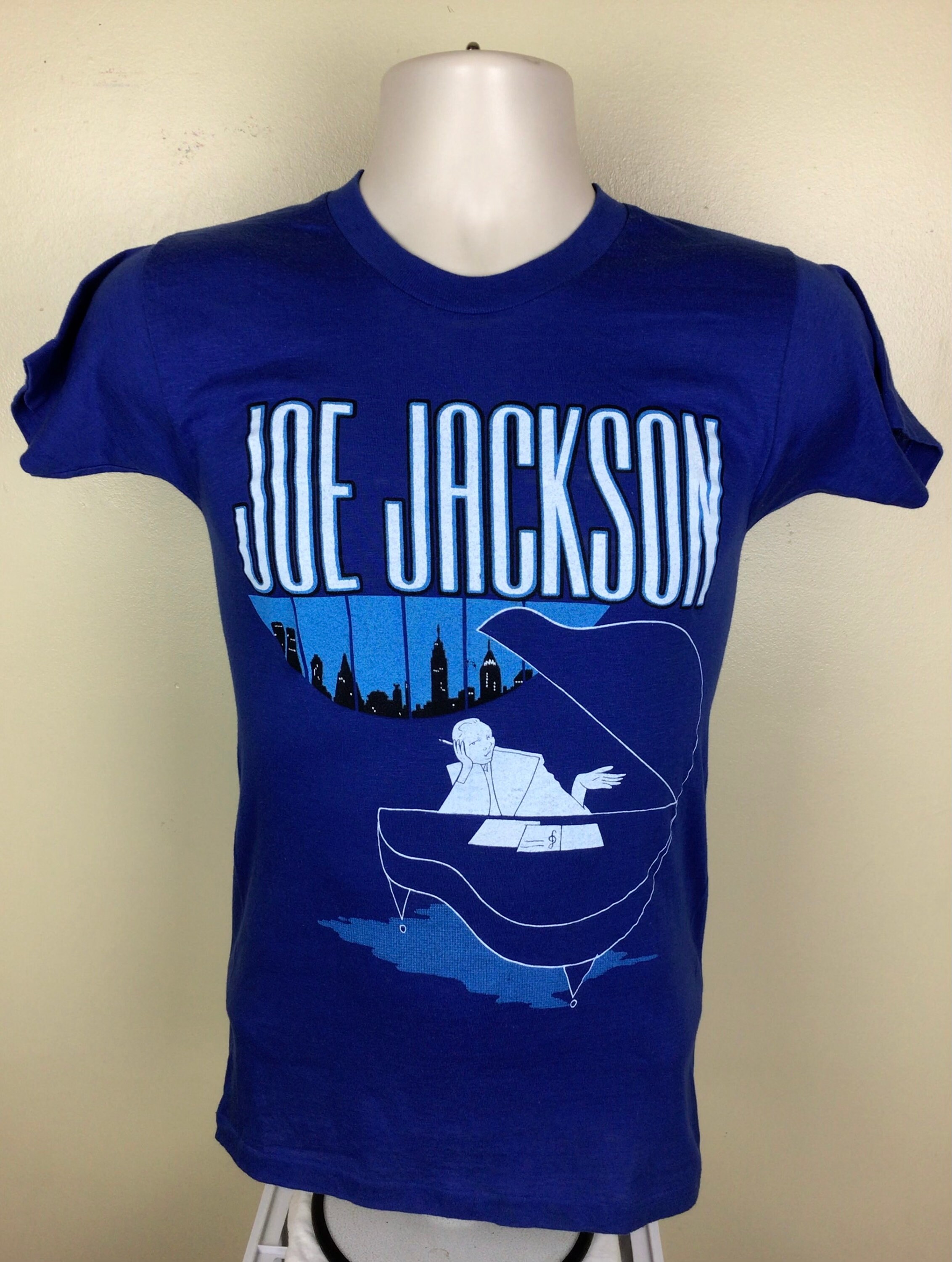 Vtg 1982 Joe Jackson Night and Day Concert T-shirt Blue XS/S 80s