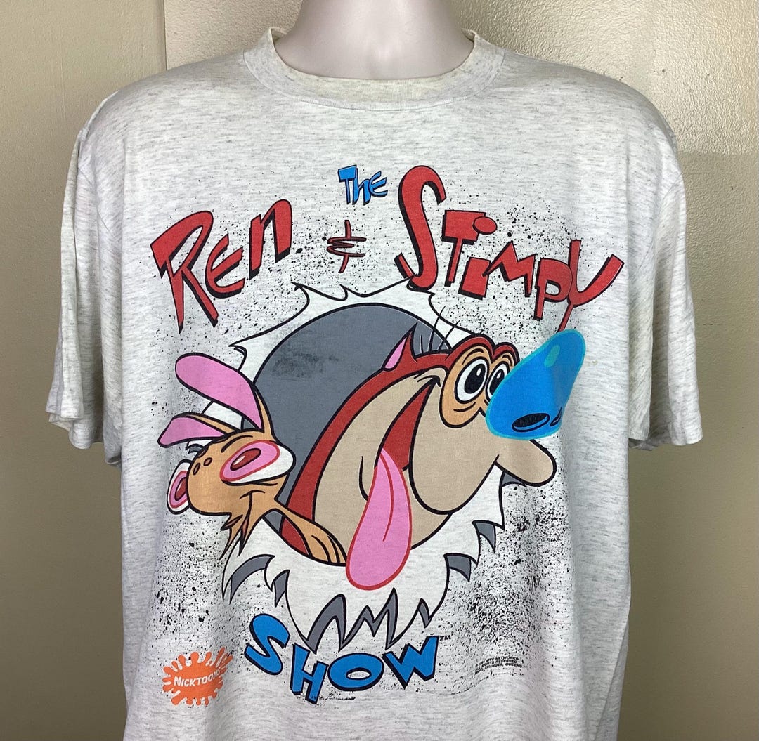Vtg 1991 the Ren and Stimpy Show T-shirt Heather Gray XL 90s