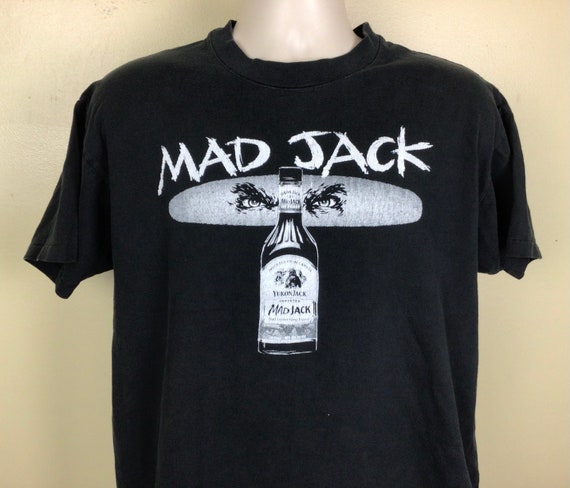 Vtg 90s Yukon Jack Mad Jack T-Shirt Black L Singl… - image 1