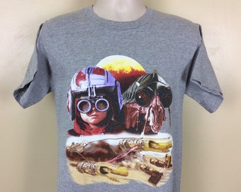 Vtg 1999 Star Wars The Phantom Menace Tattooine T-Shirt Heather Gray Youth XL Adult M 90s Episode I Anakin Pod Race