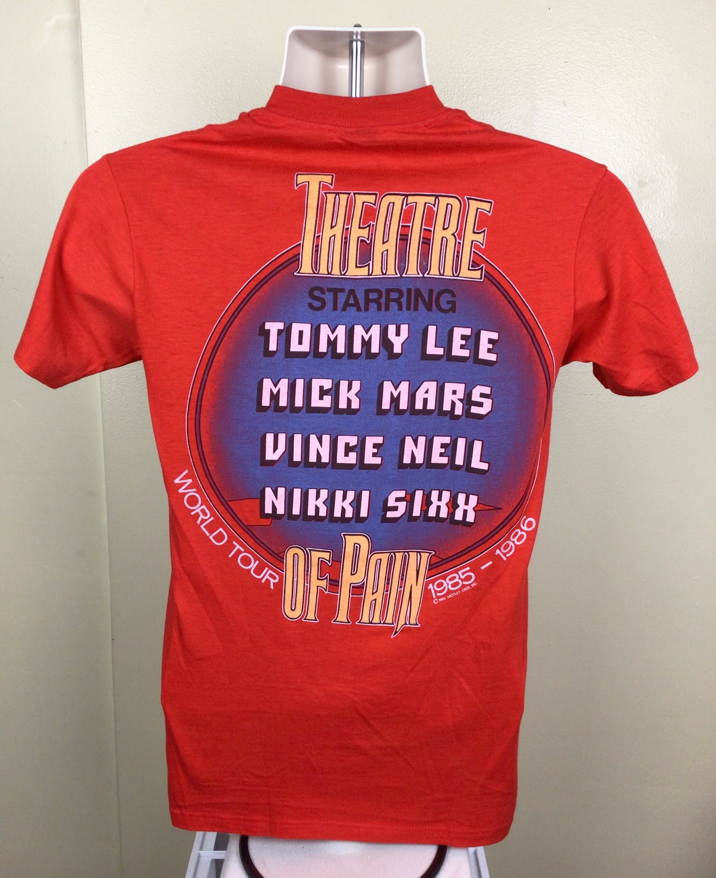 Vtg 1985 Motley Crue Theatre of Pain Concert T-shirt Red S 80s