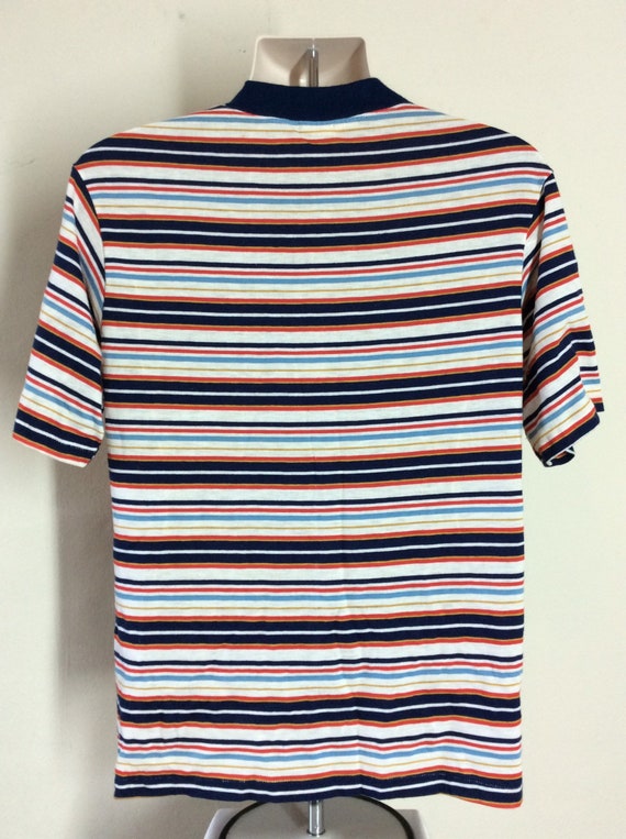 Vtg 70s KMart Striped V-Neck T-Shirt M/L K-Mart S… - image 3