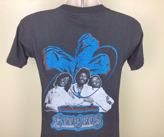 Vtg 1979 Bee Gees Concert T-shirt Black S/M 70s Disco Pop Group  