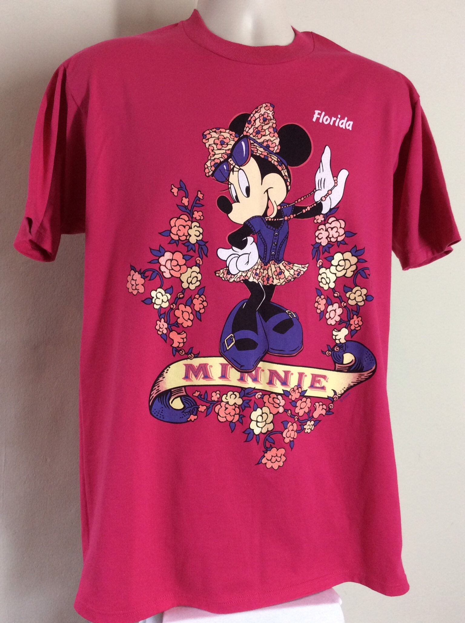 ヴィンテージ 90年代 ミニーマウス フロリダ Tシャツ ピンク L