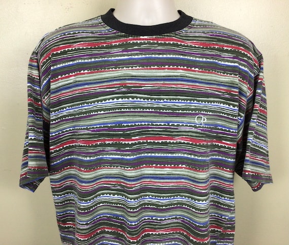 Vtg 80s 90s OP Ocean Pacific Striped T-Shirt M/L … - image 1