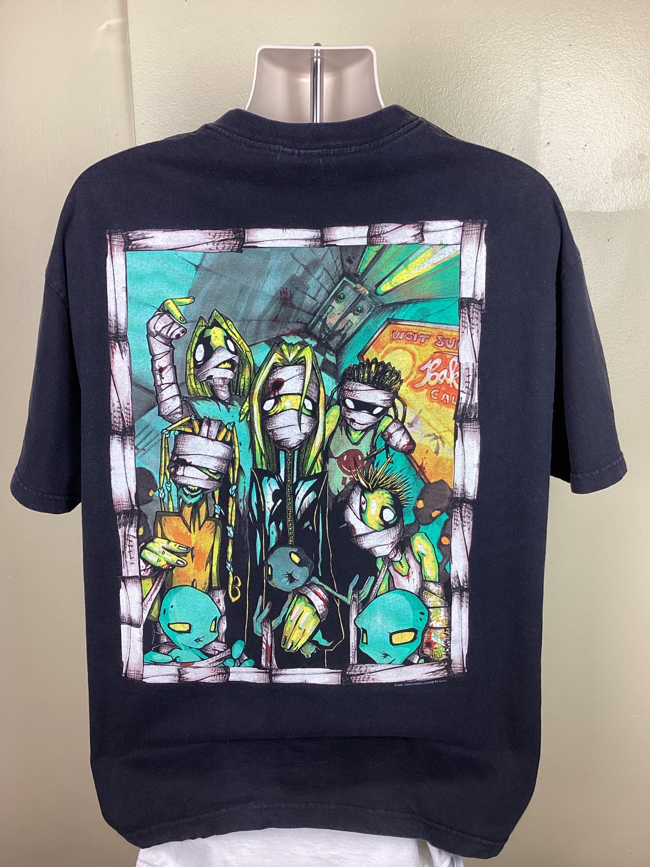 Vtg 2001 Korn T-shirt Black XL Y2K Giant Tag Nu Metal Heavy Hard