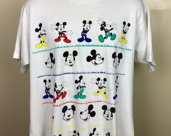 Vtg 90s Mickey Mouse T-shirt White XL Disney Character