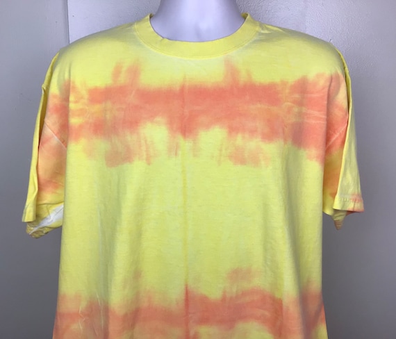 Vtg 90s Anvil Tie Dye T-Shirt Yellow Orange XL Bl… - image 1