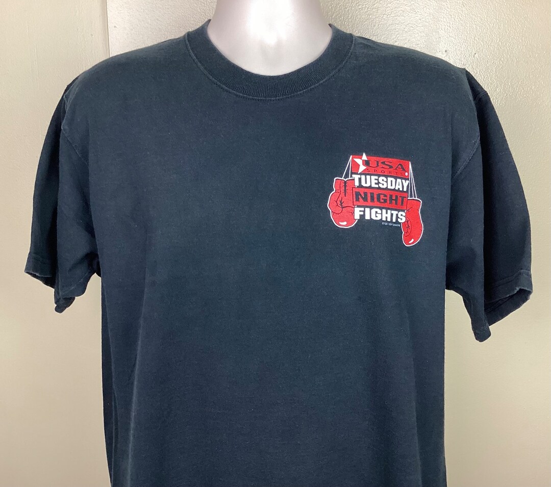 Vtg 1997 USA Network Tuesday Night Fights T-shirt Black L 90s Boxing Tv ...