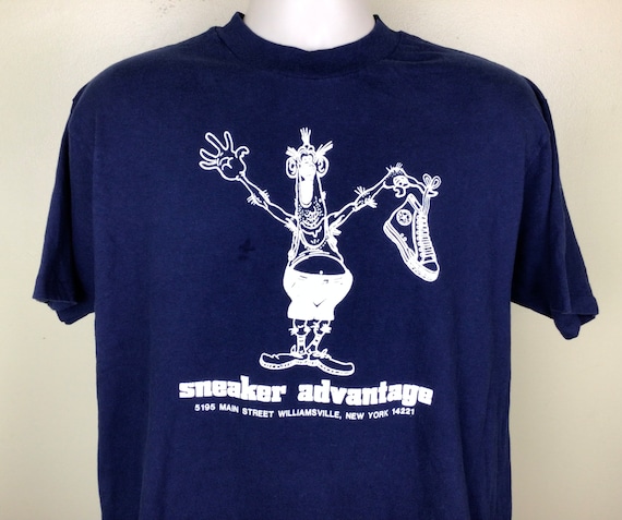 Vtg 80s Sneaker Advantage T-Shirt Blue XL William… - image 1