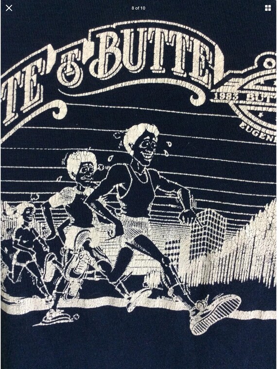 Vtg 1983 Nike Butte to Butte T-shirt Blue M/L 80s Orange Tag