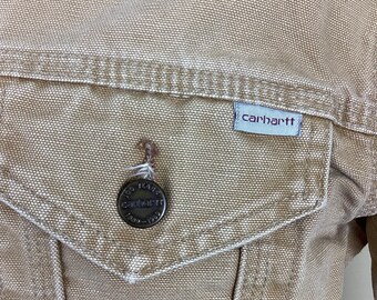 Vtg 80s 90s Carhartt Trucker Jacket Brown Tan XS/S Made in