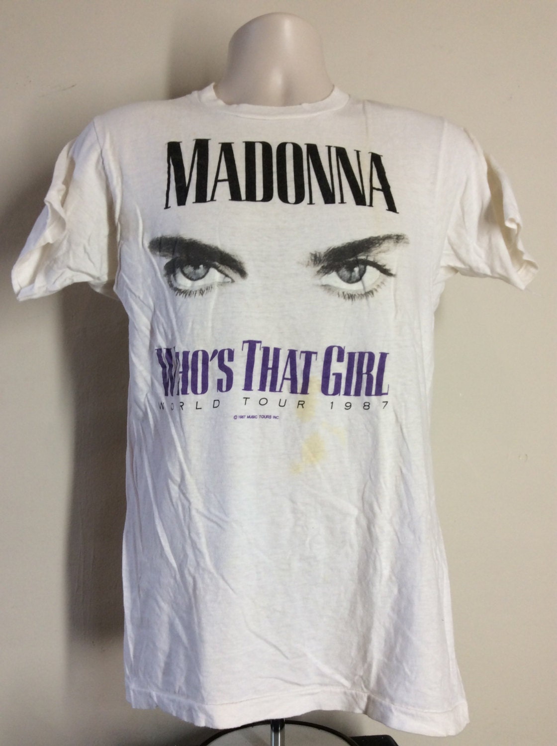 Vtg 1987 Madonna Who's That Girl Concert T-shirt M/L 80s Screen 